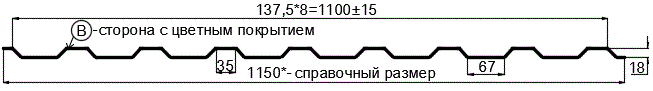 Фото: Профнастил МП20 х 1100 - B (ПЭ-01-1014-0.4±0.08мм) в Жуковском