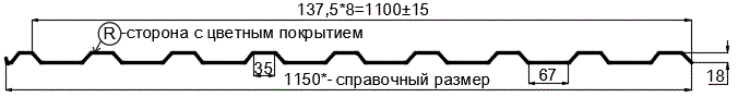 Фото: Профнастил МП20 х 1100 - R (ПЭ-01-7016-0.4±0.08мм) в Жуковском