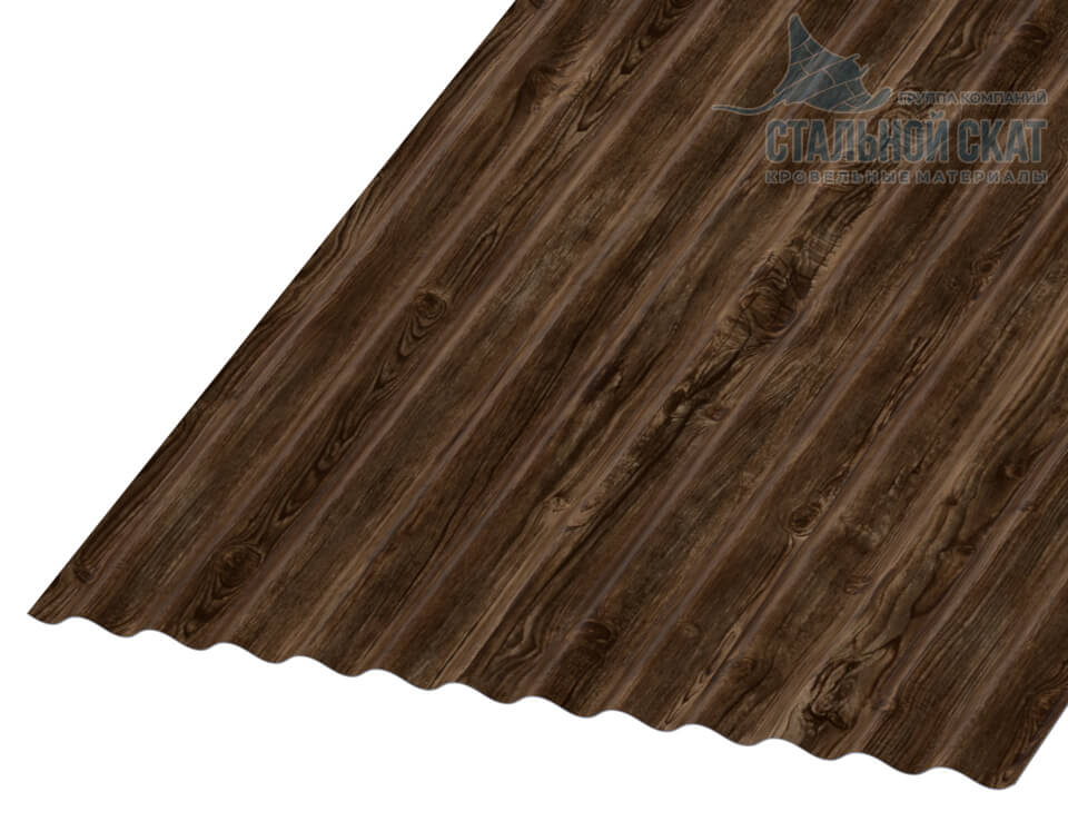 Фото: Профнастил МП18 х 1100 - B (ECOSTEEL_MA-01-МореныйДуб-0.5) в Жуковском