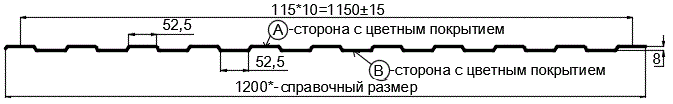 Фото: Профнастил С8 х 1150 - B Двусторонний (ПЭ_Д-01-8017-0.4±0.08мм) в Жуковском