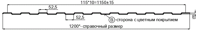 Фото: Профнастил С8 х 1150 - B (ПЭ-01-3020-0.7) в Жуковском